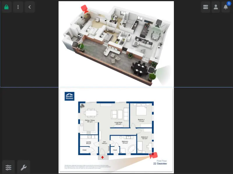 Agent DVR floor plan monitoring with live alert status and live view overlay