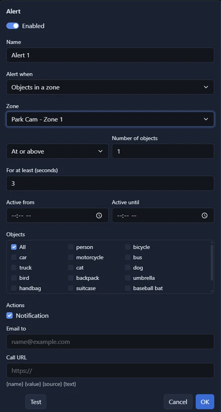 Setting up an Analytics alert