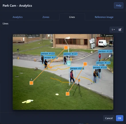 Drawing counting lines on a camera