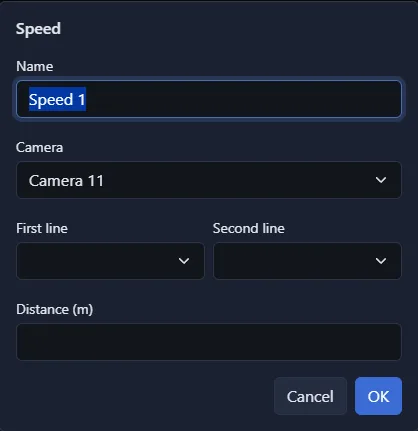 Setting up a speed measurement