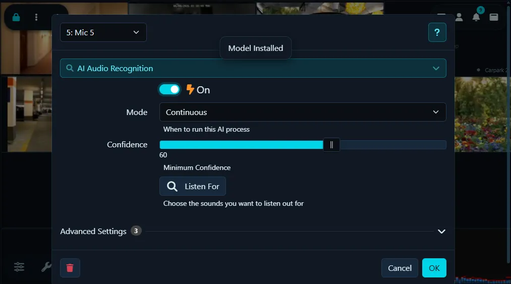 Paramètres de reconnaissance audio IA