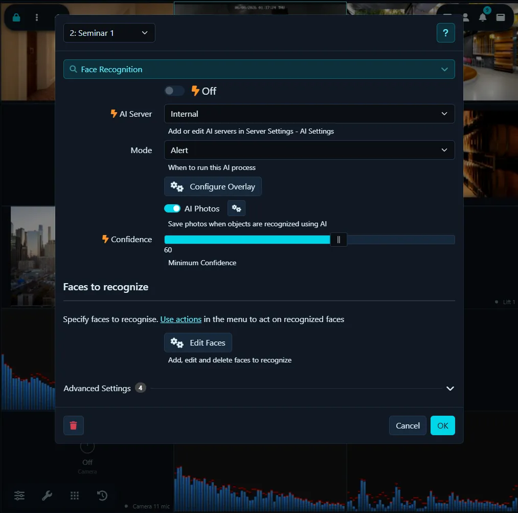 AI Face Recognition Settings
