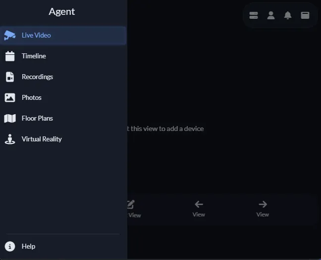 Agent DVR main menu
